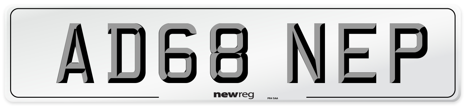 AD68 NEP Number Plate from New Reg